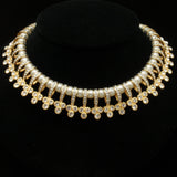 Rhinestones and Imitation Pearls Choker Necklace Sparkle