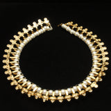 Rhinestones and Imitation Pearls Choker Necklace Sparkle