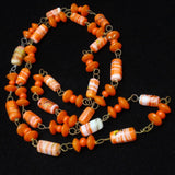 Orange Art Glass Bead Necklace Vintage