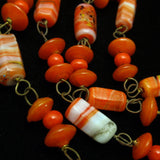 Orange Art Glass Bead Necklace Vintage