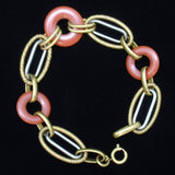 Art Deco Bracelet 5 Link Shapes and Donuts 8 1/2" Long