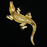 Lizard Gator Croc Brooch Pin Enamel Rhinestones Figural