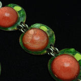 Ruth Buol Red Glass and Enamel Set Bracelet and Earrings Vintage