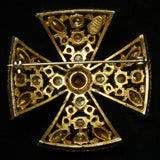 Maltese Cross Brooch Pin Vintage Rhinestones Regency