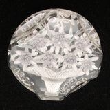Basket of Edelweiss Flowers Brooch Pin Carved Lucite Chamonix France