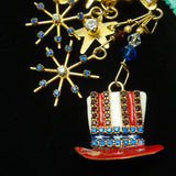 Lunch at the Ritz 4th of July USA Patriotic Brooch Pin Pendant