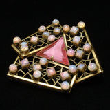 Pink Opal Art Glass Brooch Pin Original by Robert Vintage Unusual