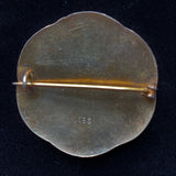 Sterling Silver Enamel Scalloped Edge Brooch Pin Vintage