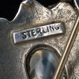 Moonstone & Sterling Silver Brooch Pin Vintage