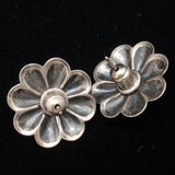 Sterling Silver Flower Earrings Vintage Pierced Ears Southwestern Turquoise