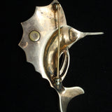 Jeweled Swordfish Fish Pin Sterling Silver Vermeil