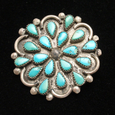 Silver Turquoise Pin Zuni
