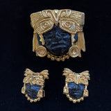 Salvador Teran "Mayan Gold" Set Necklace Bracelet Brooch Earrings Vintage Mexico