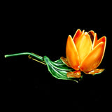 Sandor Flower Pin Vintage Orange Enamel