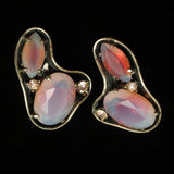 Schiaparelli Earrings Bi-Color Sabrina Stones Open Back Vintage Clips