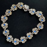 Vintage Necklace Blue Cab Stones Silver Plated
