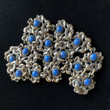 Vintage Necklace Blue Cab Stones Silver Plated