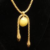 Snake Necklace Serpentine Chain Yellow Art Glass Vintage