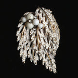 Snow Covered Branch Leaves Brooch Pin Vintage