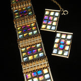 "Stained Glass" Bracelet & Earrings Set Vintage Colorful