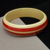 Striped Bangle Bracelet Red & Yellow Vintage Celluloid