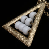 Retro Triangle Necklace with Moving White Beads Vintage