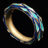 Colorful Trifari Enamel Hinged Clamper Bangle Bracelet