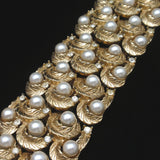 Ornate Trifari Vintage Bracelet Rhinestones & Imitation Pearls