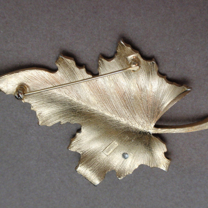 Ladybug on Leaf Pin Vintage Enamel Trifari Brooch – World of ...
