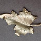Ladybug on Leaf Pin Vintage Enamel Trifari Brooch