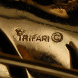 Rhinestone Rimmed Leaf Brooch Pin Satin Finish Vintage Trifari