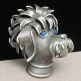Shaggy Dog Brooch Pin Vintage Trifari Figural Blue Eyes