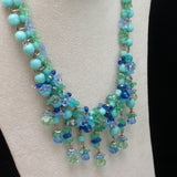 Glass Beads & Crystals Vintage Necklace Tropical Florida Colors