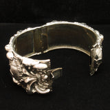 Hinged Clamper Bracelet Vintage Ornate Iconic 1 1/4" Wide Floral Design
