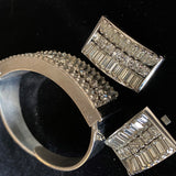 Weiss Rhinestone Clamper Bracelet and Earrings Set Vintage