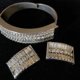 Weiss Rhinestone Clamper Bracelet and Earrings Set Vintage