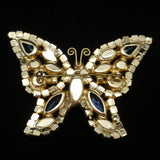 Butterfly Pin Weiss Vintage Blue Rhinestones Brooch