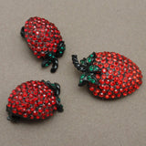 Strawberry Fruit Set Pin and Earrings Vintage Weiss Japanned