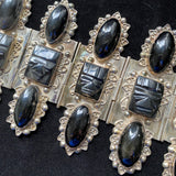 Sterling Silver Onyx Obsidian Bracelet Extra Wide Mexico