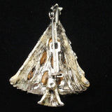 Christmas Tree Pin Vintage Rhinestones Enamel Brooch Xmas