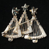 Christmas Tree Pin Pendant Wire Harp Construction Signed Xmas Brooch