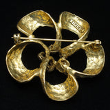 Hammered Metal Open Petal Flower Brooch Pin Vintage Zentall