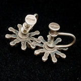 Sterling Silver Petit Point Flower Earrings Vintage Screwbacks