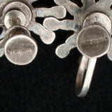 Sterling Silver Petit Point Flower Earrings Vintage Screwbacks